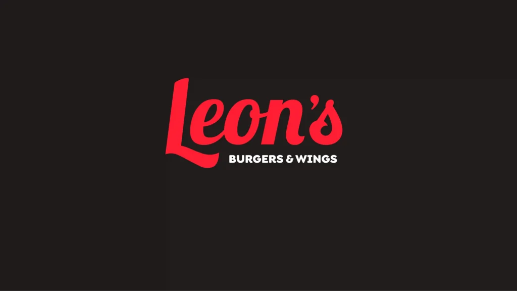 Leon's Burgers and wings logo designed by freelance graphic designer Manasi Doshi